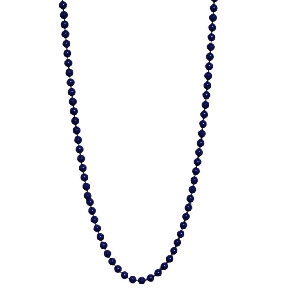 Vintage Classic Blue Plastic Bead Necklace Retro Minimalist Fashion Jewelry